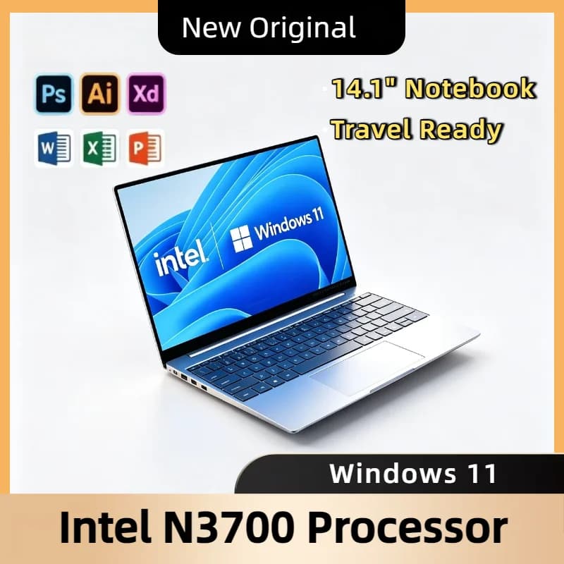 NEW 14.1 Inch Windows 11 Laptop 16GB RAM 2TB SSD Intel N3700 Ultra Slim 1920x1080 Gaming Notebook Office Study PC