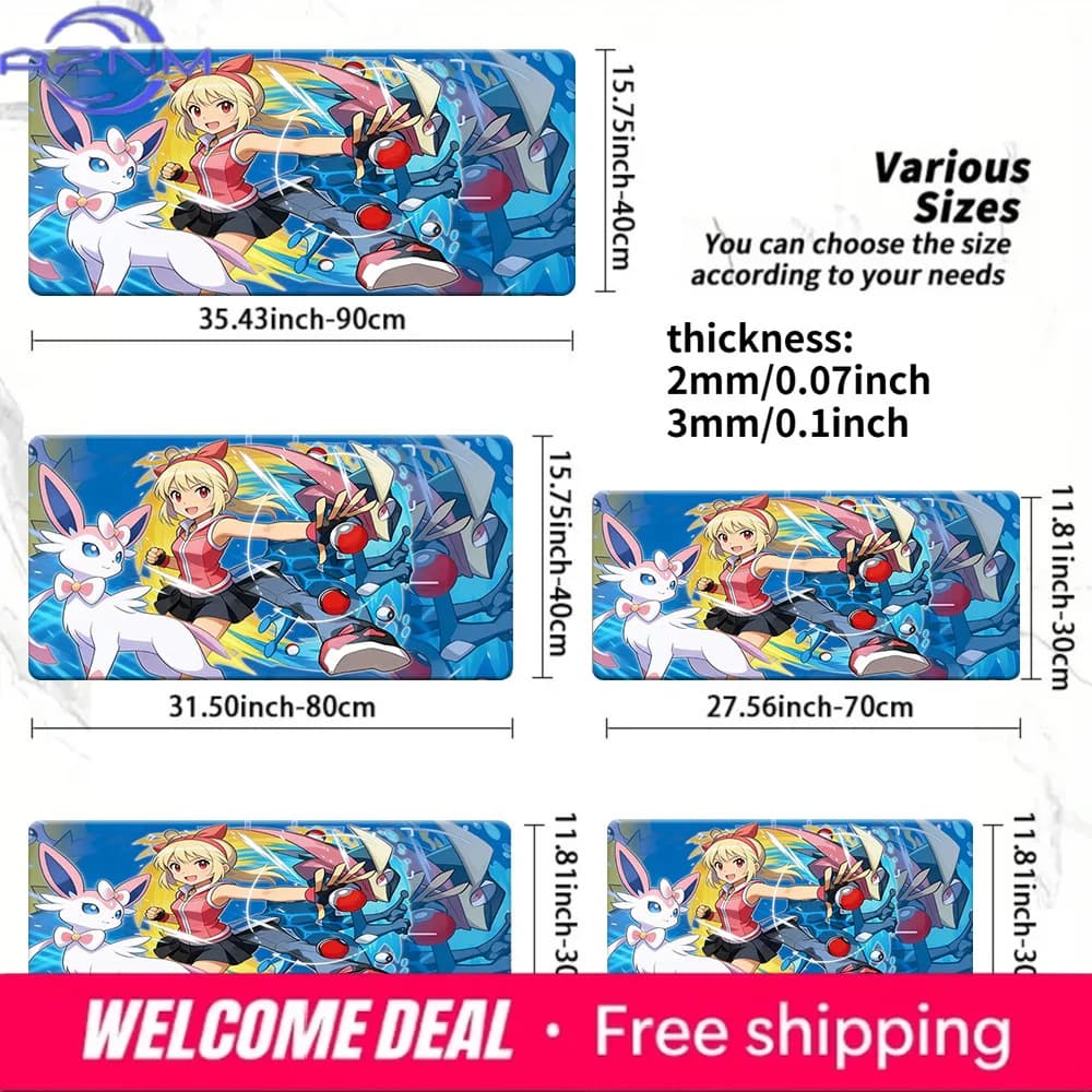 Tappetino da gioco Pokemon Trainer & Sylveon TCG, antiscivolo e lavabile