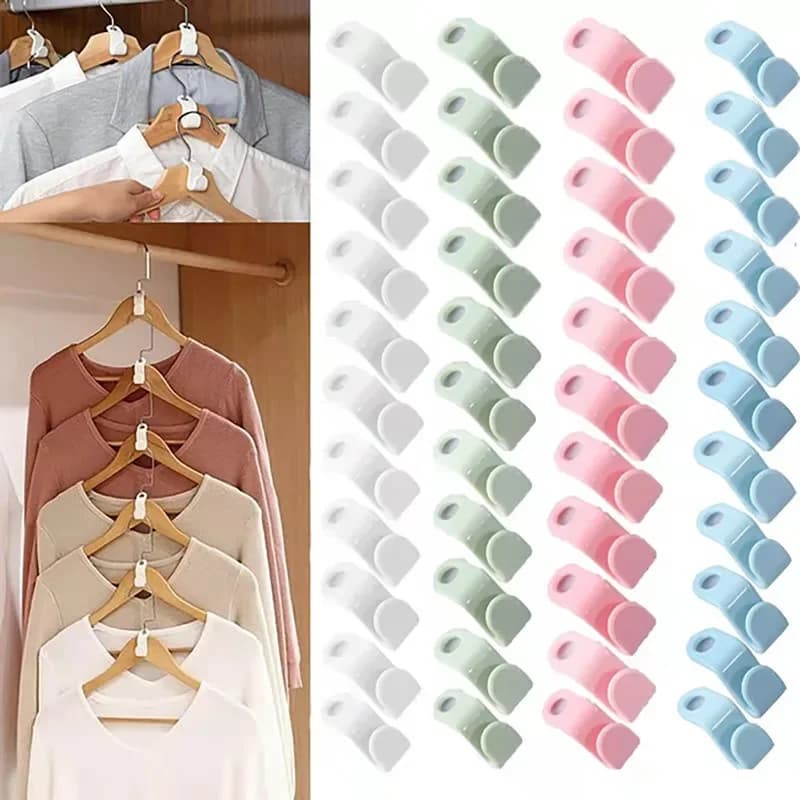 50/5 Pezzi Ganci Appendiabiti Salvaspazio, Connettori a Cascata per Armadio, Clip Estensori in Plastica, Organizzatore per Cappotti