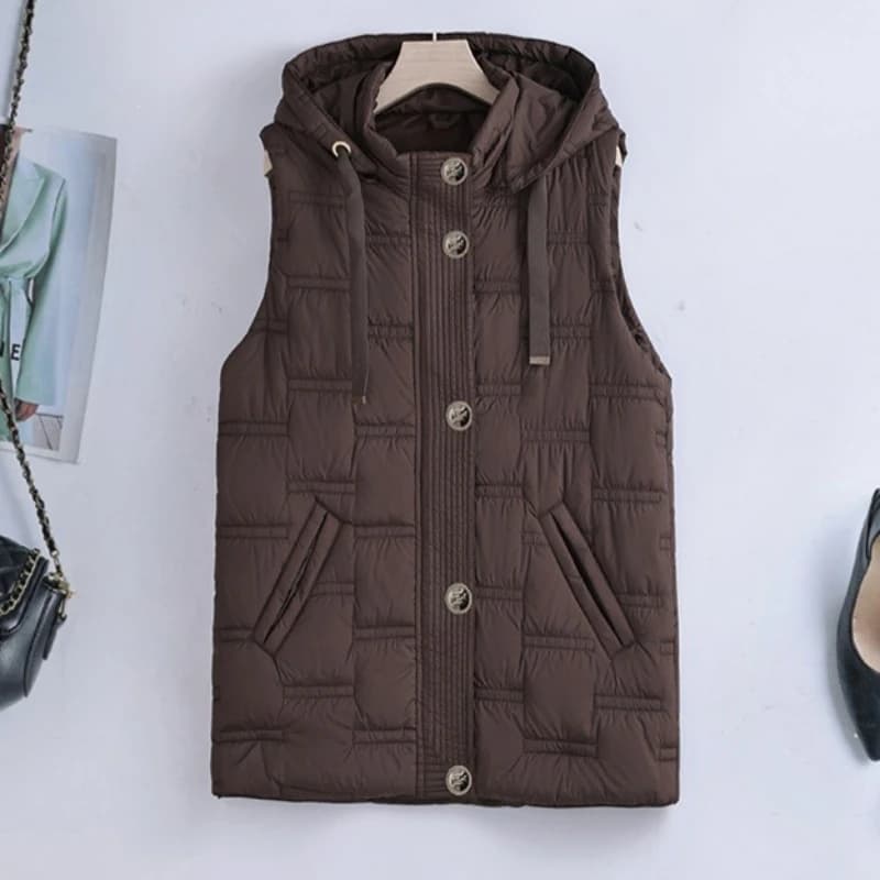 Autumn Winter Women Down Cotton Vest New Mid Long Sleeveless Jacket Warm Hooded Vest Female Waistcoat Outerwear Chaleco Mujer