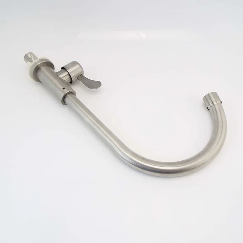 Rubinetto per lavello da cucina in acciaio inossidabile 304 Testa spruzzatore Foro singolo Beccuccio per acqua fredda Rubinetto spazzolato Flusso 360 gradi flessibile
