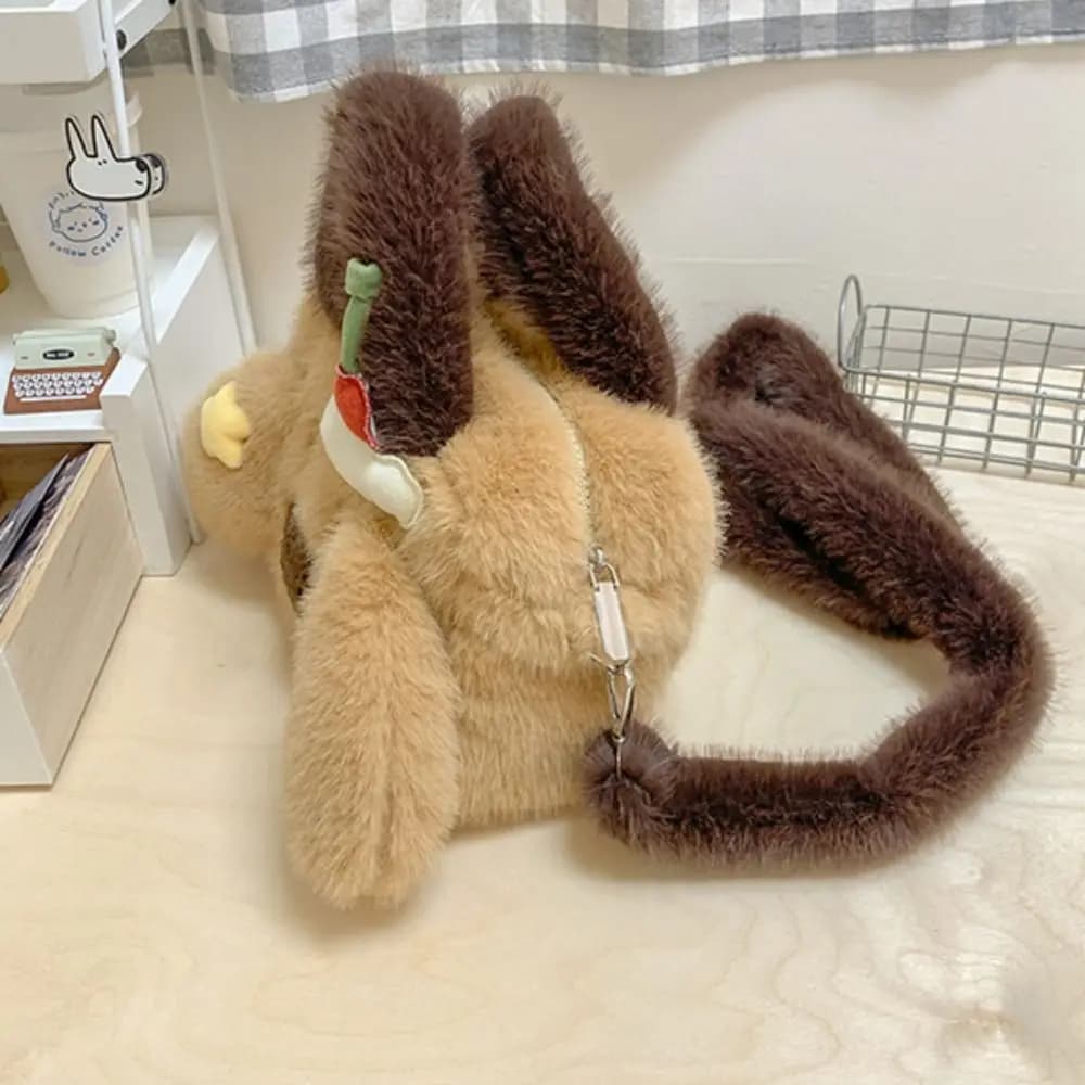 Borsa a Tracolla Portatile a Forma di Cucciolo Kawaii, Morbida e Soffice, Stile Giapponese, Adorabile Borsa Scolastica a Forma di Animale Imbottito per Esterni