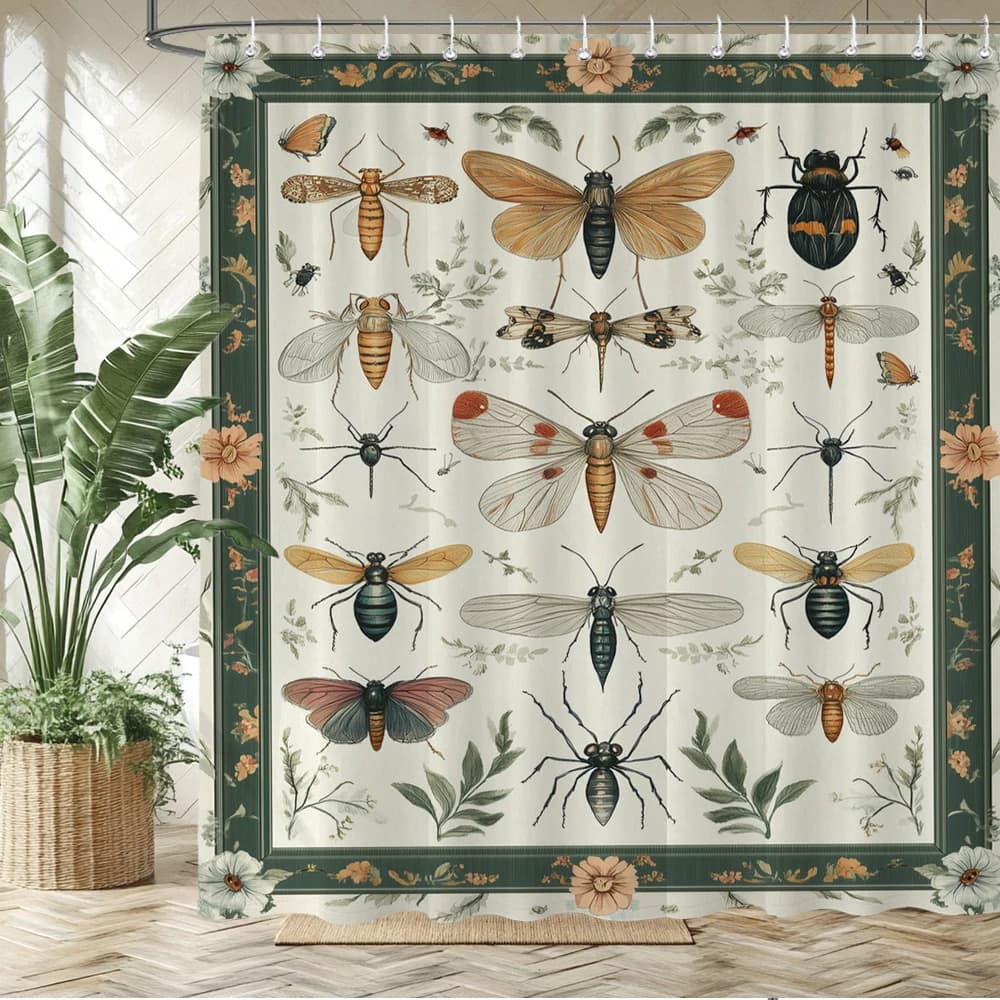 Tenda da doccia in stile Beautiful Butterflies, tenda da bagno con fiori stampati, tende da bagno per la decorazione della casa