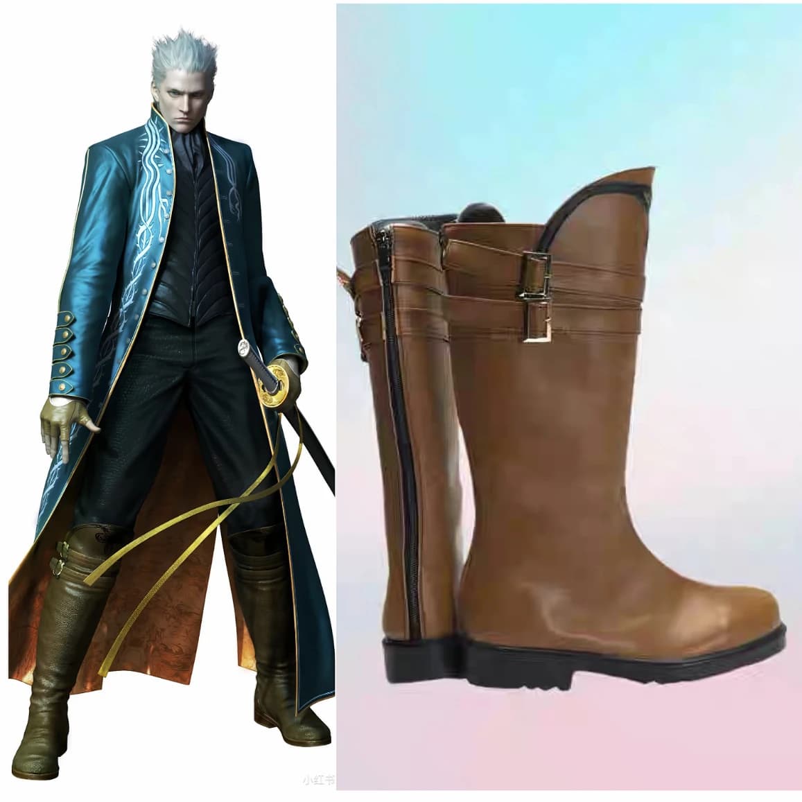 Vergil Shoes Vergil Cosplay Boots Shoes Custom Made Size