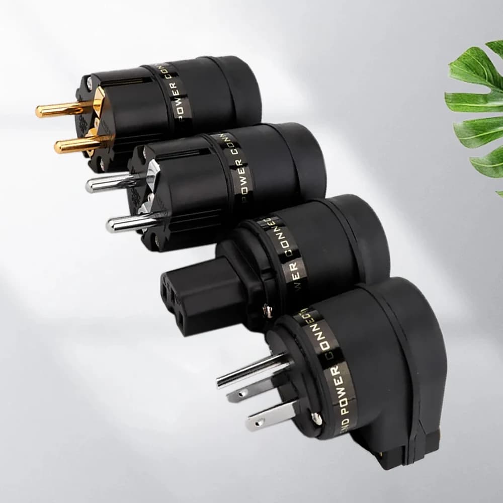 Adattatore HiFi con spina Schuko EU regolabile a 90 gradi e presa femmina US IEC C15, spina maschio a L a 7 caratteri ad angolo retto per adattatore di alimentazione