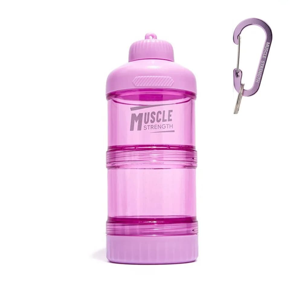 1/2/3 Layer Protein Powder Box Plastic Layered Storage Funnel Fitness Supplement Bottle with Mountaineering Buckle Portable