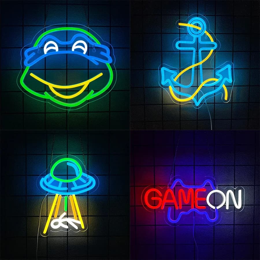 Utilizzato per camera, sala giochi, bar, club, feste, decorazioni artistiche Man Cave, insegne al neon della serie di giochi, icona della personalità dei cartoni animati alimentata tramite USB