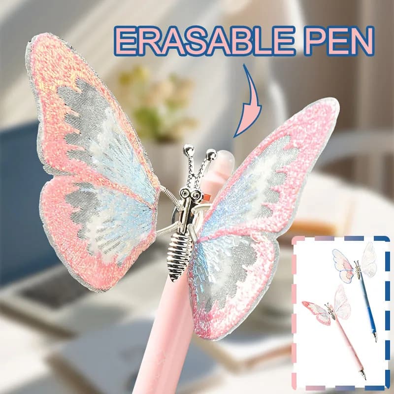 1 penna gel cancellabile con pressione a farfalla, inchiostro fluido e continuo, impugnatura in silicone, per esami, test, quaderni di esercizi, appunti