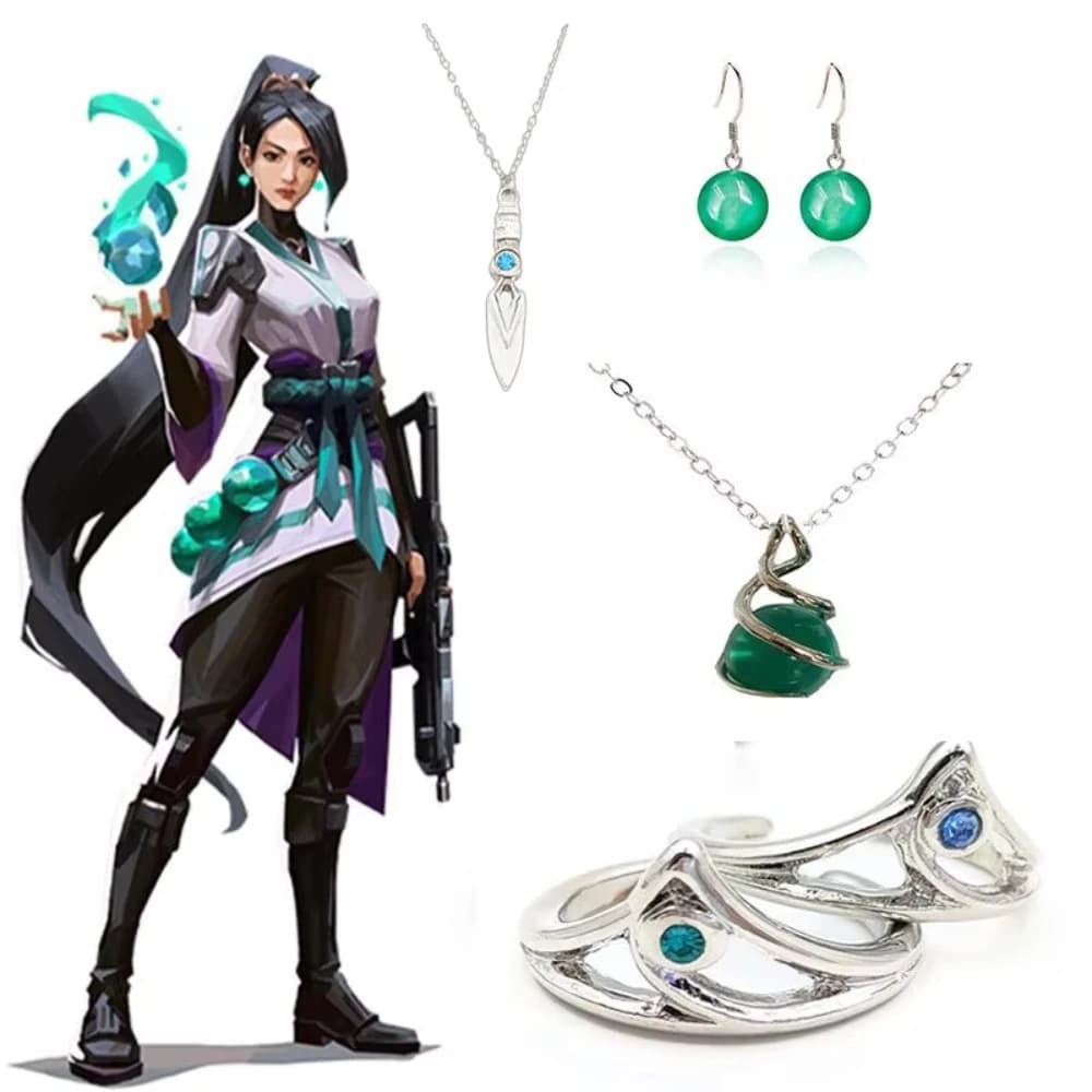 Collana con ciondolo Sage Jett, gioielli e accessori a tema anime e videogiochi, regalo per fan e amici
