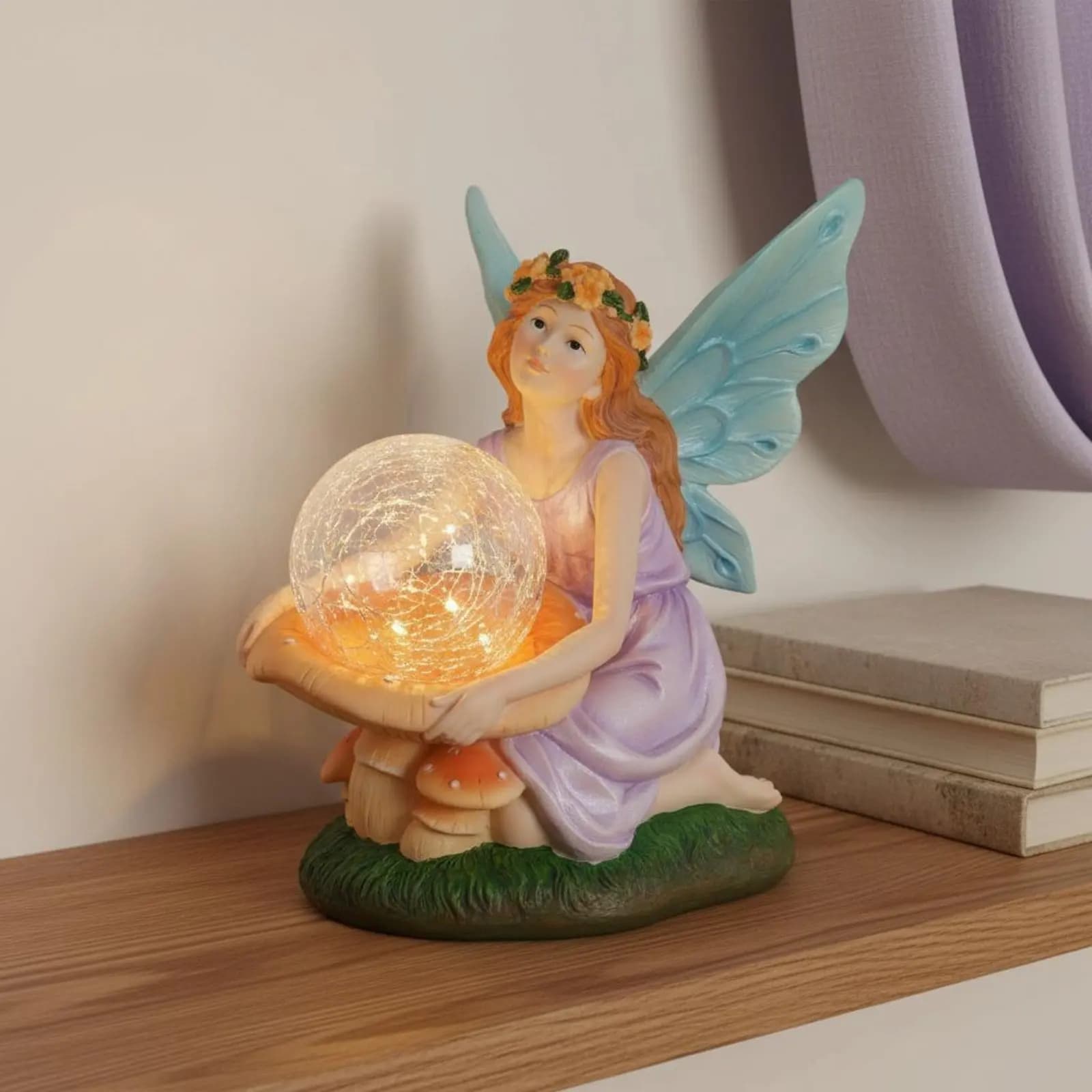 Statua di Angelo Solare con Luci LED, Statuetta di Fata Solare, Decorazione da Giardino per Esterni, Ornamento da Giardino a Forma di Angelo per Ragazze, Patio
