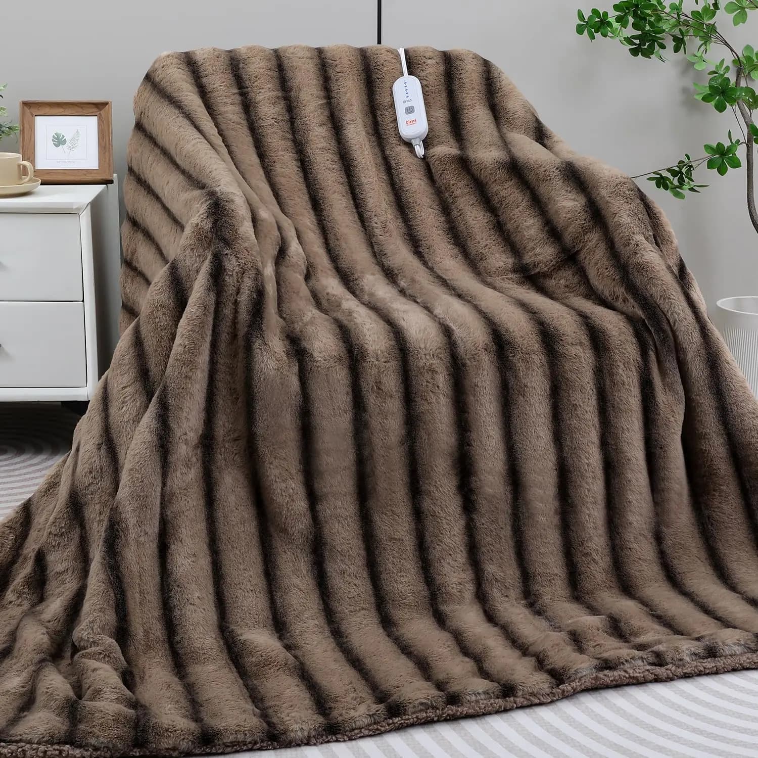 Coperta Riscaldata in Finta Pelliccia 50"x60" con 5 Livelli di Calore e Spegnimento Automatico, Regalo Accogliente