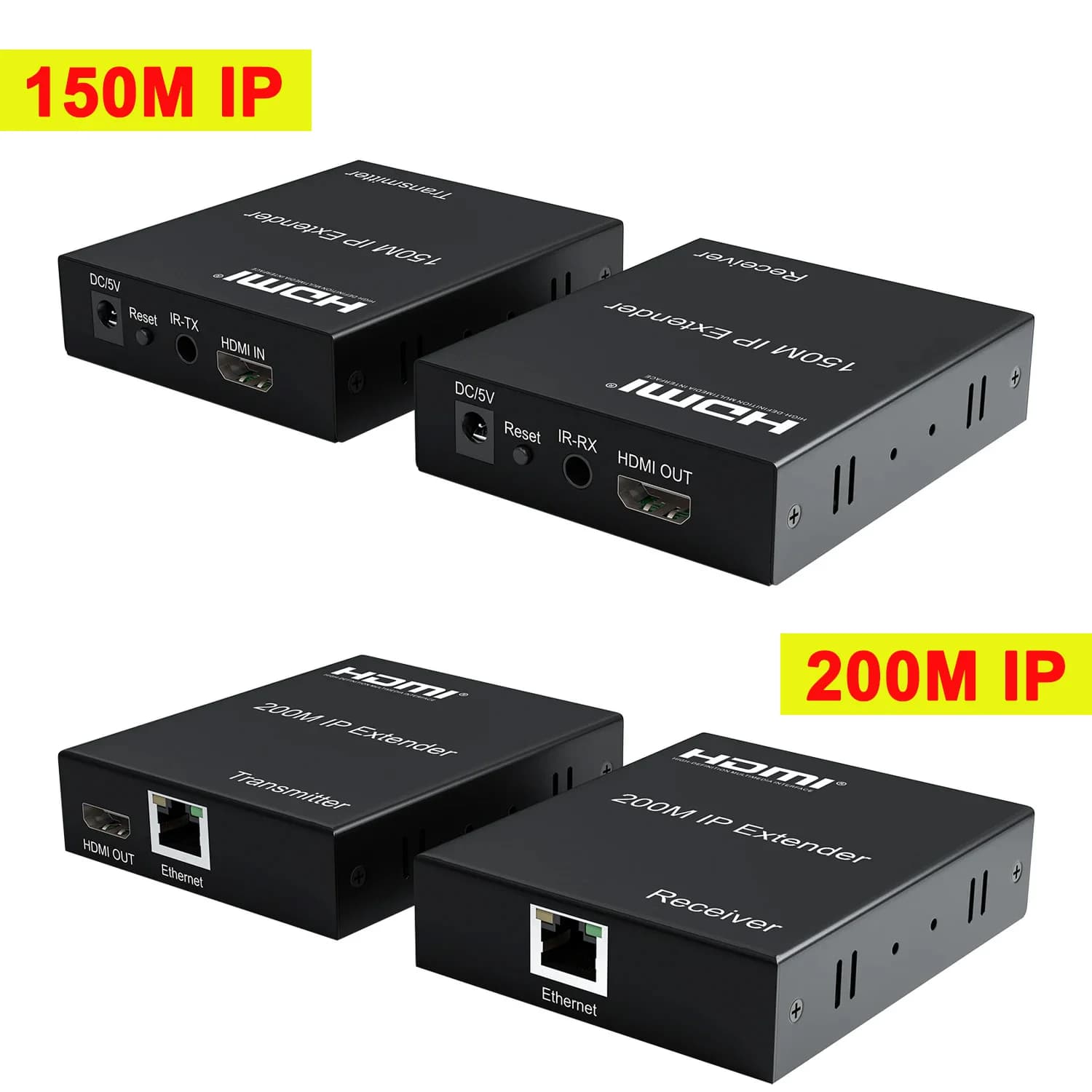 Extender HDMI IP 150M, 200m Via Cavo RJ45 Cat6, Extender HDMI Ethernet 1080P, Extender HDMI IP 300M, Trasmettitore e Ricevitore Video