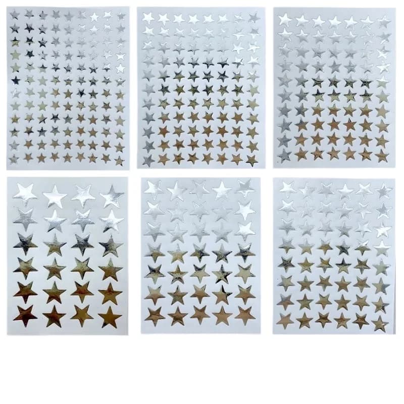 10 Sheets/Pack Silver Five Pointed Star Stickers Encourage and Reward Stickers for Primary School Students Pray Stickers