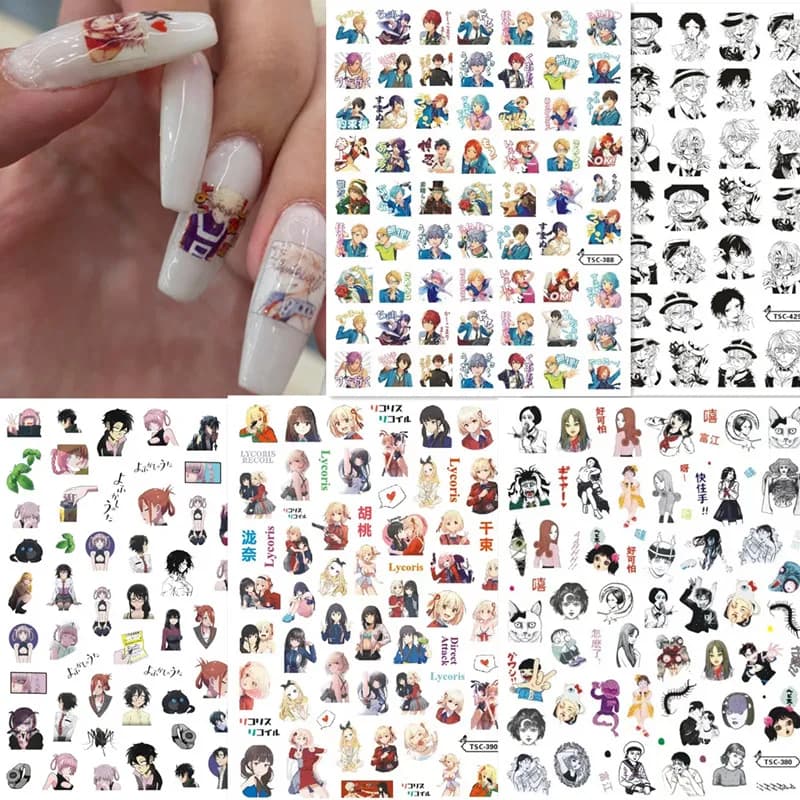 The newest Anime Feture Design 3d Decalcomania self-adhesive Slider DIY Decoration Wrap Nail Sticker TSC 388 387