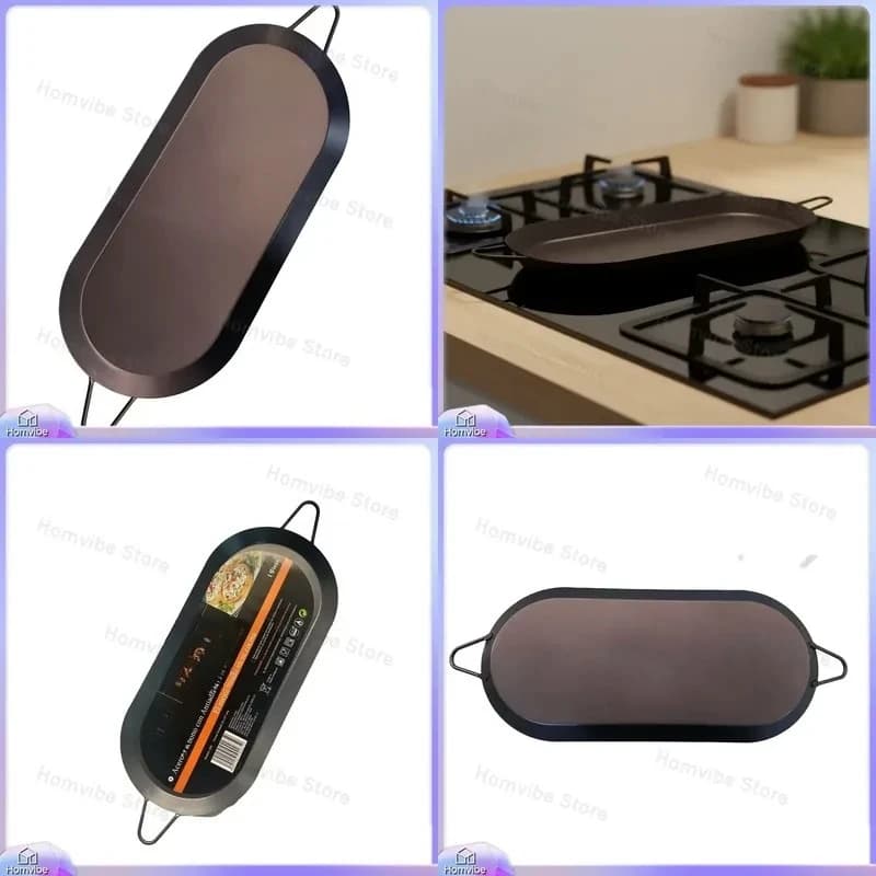 Oval Non-Stick Chef Pot for Gas Stove and Induction Cooker Heavy Duty Stainless Steel Frying Pan Kitchen Cookware