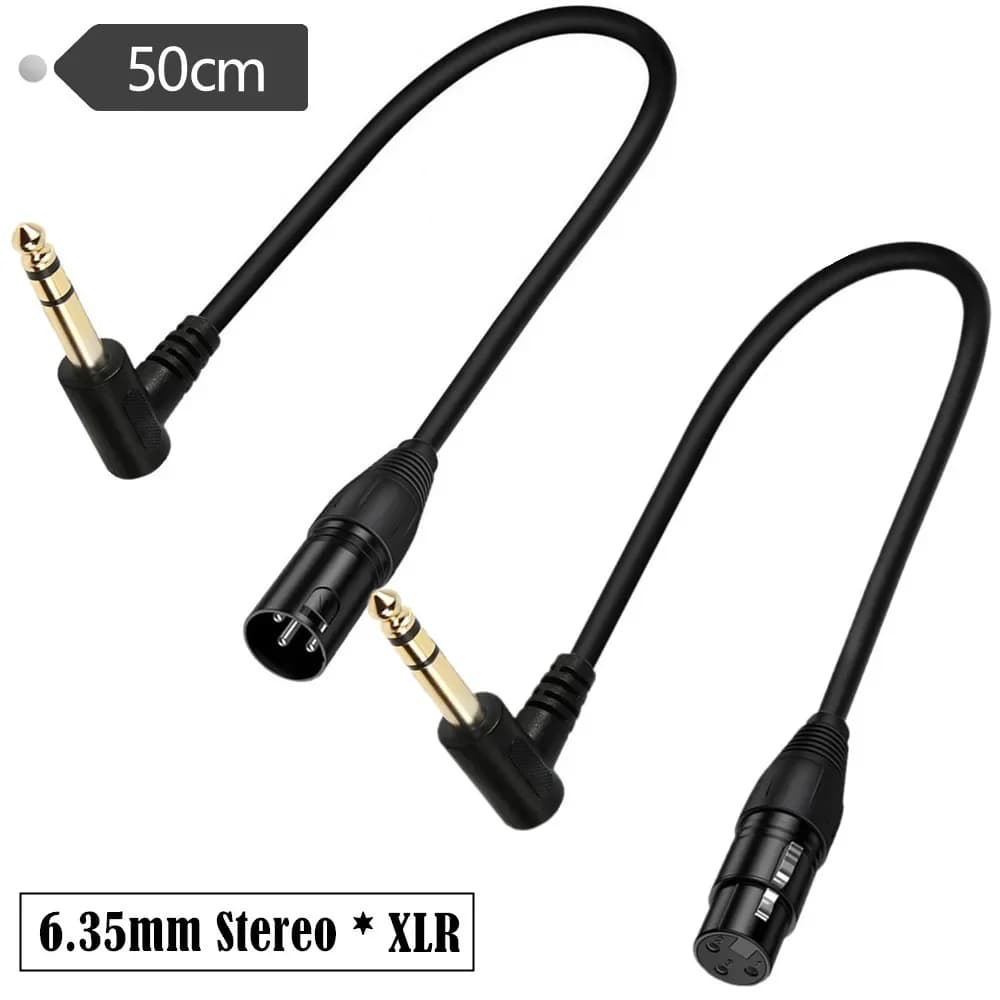 Cavo di interconnessione del segnale bilanciato da TRS a XLR maschio da 1/4 di pollice ad angolo retto di 90 gradi, cavo jumper da 1/4 di pollice a XLR femmina, 0,5 metri