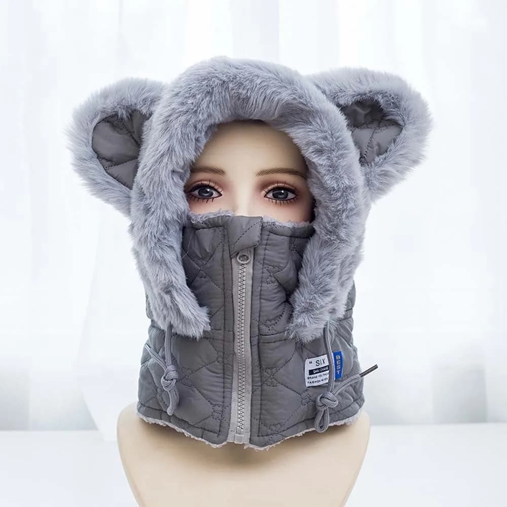 Neck Warmer Thick Hooded Scarf Hat Fleece Lined Windproof Unisex Balaclava Elastic Fit Full Coverage Winter Face Mask Skiing