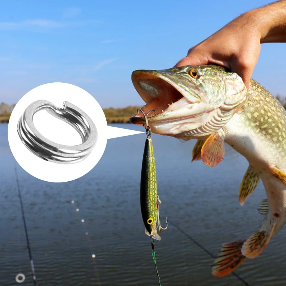 200pcs Assorted 5 Size Split Rings Stainless Steel Fishing Lures Tackle Connectors with Fishing Pliers Fishing Tackle
