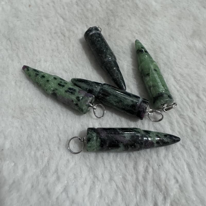 Commercio all'ingrosso 5 pezzi di rubino naturale Zoist Healing Point Bead Pendant collana con punto di proiettile in pietra preziosa, 5x10x43mm