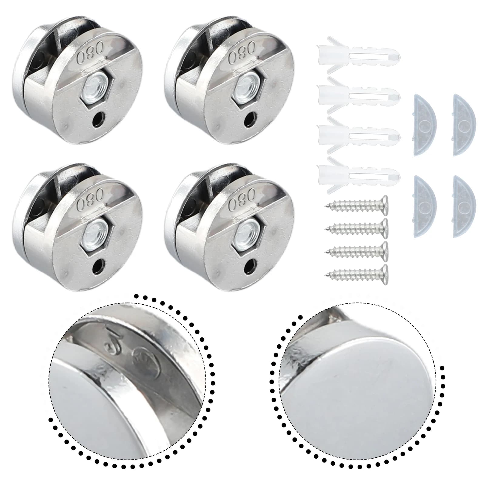 Hotels Washrooms Bathrooms Dressing Tables Elevators Mirror Clip Glass Clip 4Set Holder Round Hanging No Drilling Required