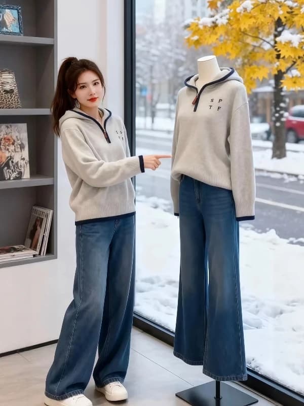 Ladies Soft Cozy Knitted Hoodie Loose Fit Korean Sle Spring New Arrival plus Size Comfortable Age-Defng Top