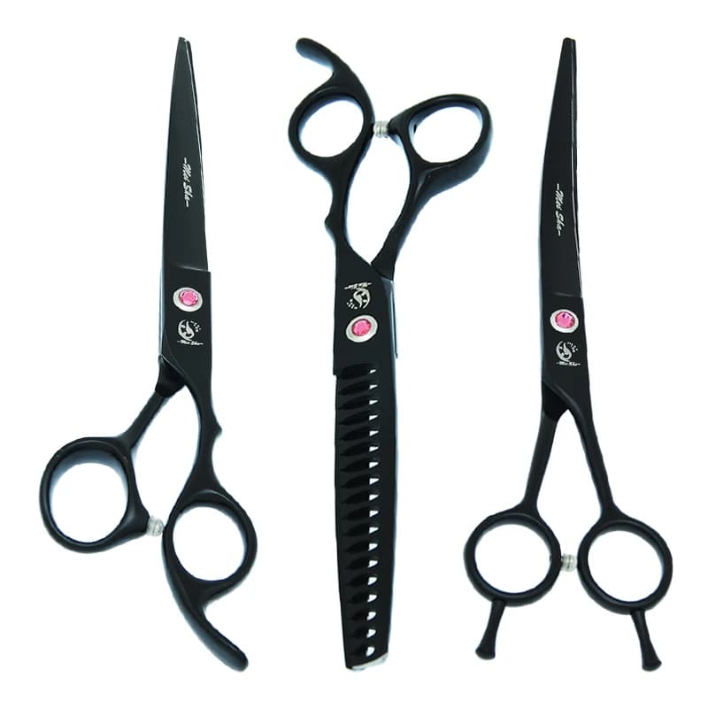 7.0" Dogs Grooming Scissors Japan Steel Pet Cutting Thinning Shears Puppy Trimmer Clippers Animals Curved Beauty Scissors B0034A