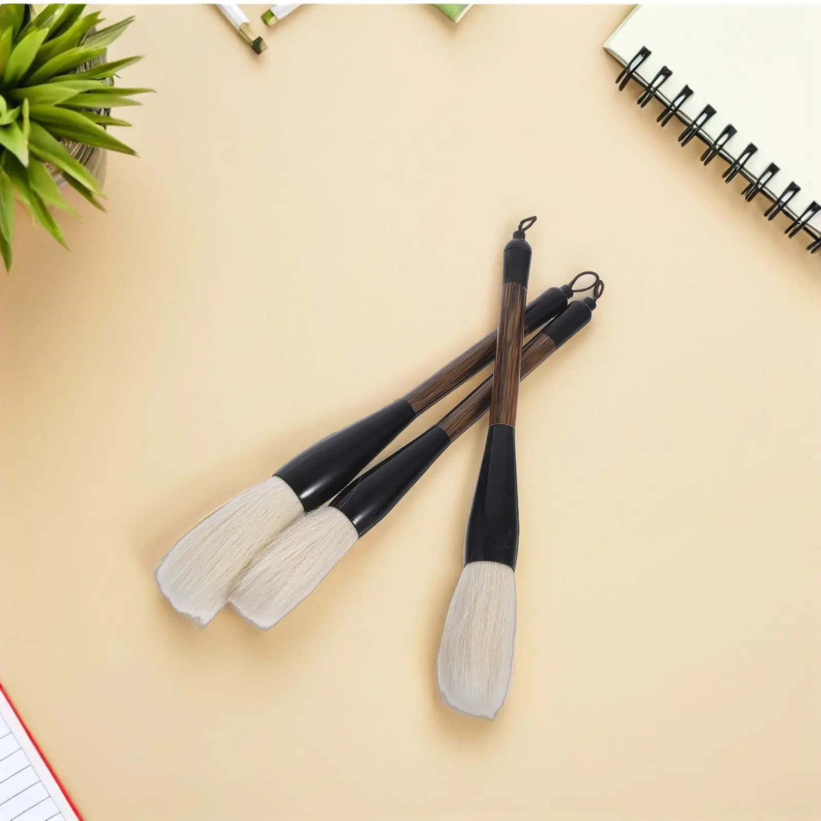 3Pcs Chinese Calligraphy Brush Set Authentic Goat Hair Sumi Painting Brush for Chinese Calligraphy Practice Watercolor Details