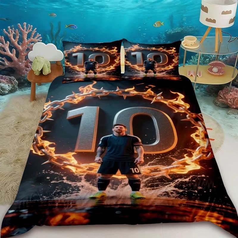 Football Star Duvet Cover Set M-Messi Bedding set King Queen Double Twin Size Comforter Cover Set