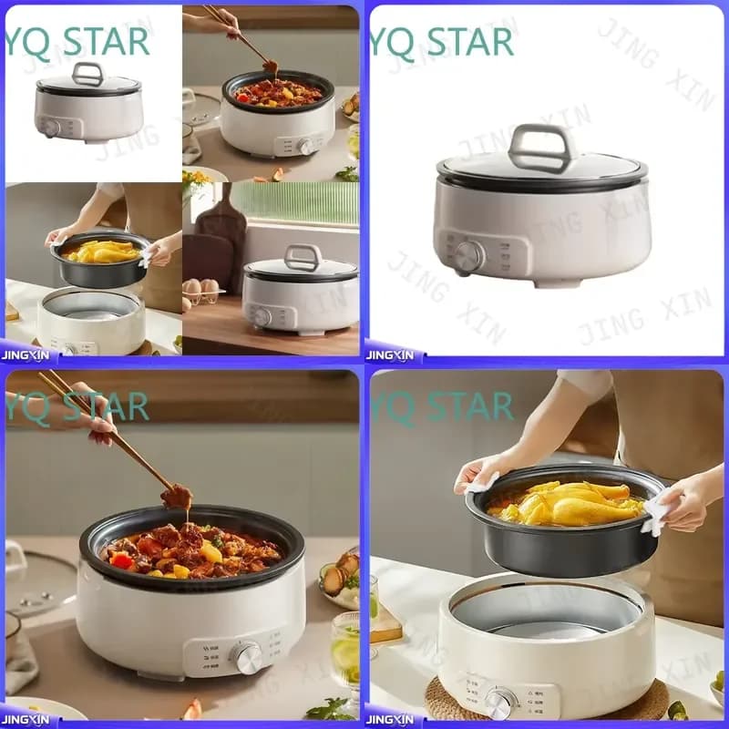 custom for 4L Electric Cooking Pot Portable Multi Functional Cooker Skillet Frying Pan Travel Hot Pot Kitchen Appliance Home