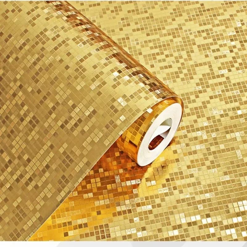 Carta da parati a righe di lusso impermeabile Decorazioni per la casa Rivestimenti murali moderni Carta da parati in lamina d'oro con glitter metallici damascati da 9,5 m