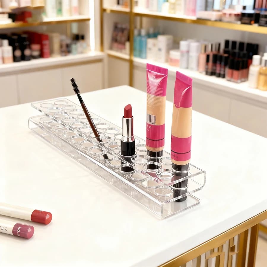 Organizer Cosmetico in Acrilico Multifunzionale, Portaoggetti per Trucchi, Contenitore Portatile per Bagno e Toeletta