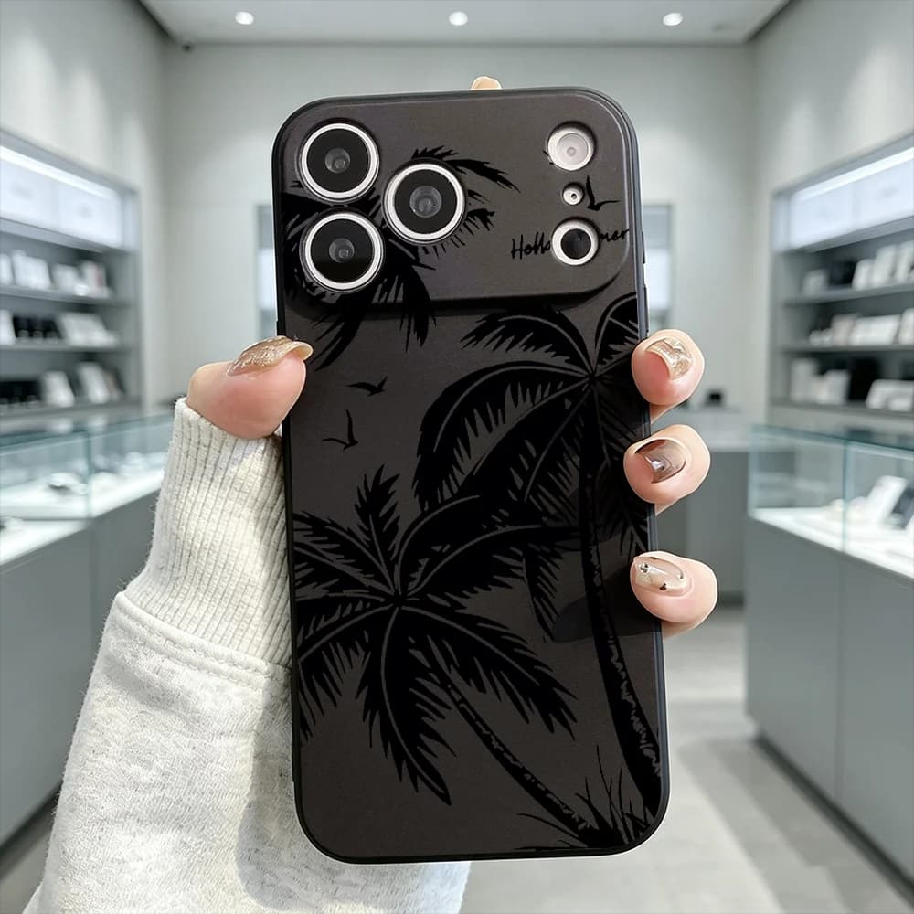 Coconut Tree Black Shockproof Soft Phone Case For Honor X9 X8 X7 X6 X5 Smart 600 500 400 300 200 Pro Lite Precise Cutout