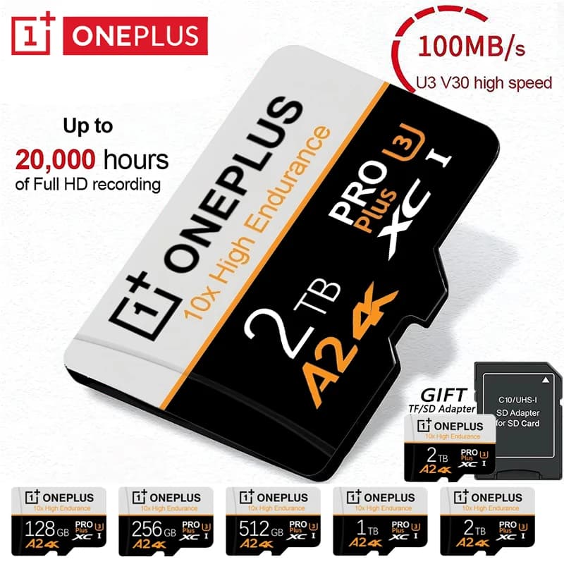 OnePlus Hot Sale Memory Card Class10 High Capacity U3 A2 Micro SD Card Multiple Sizes For Computer Monitoring Phone Camera