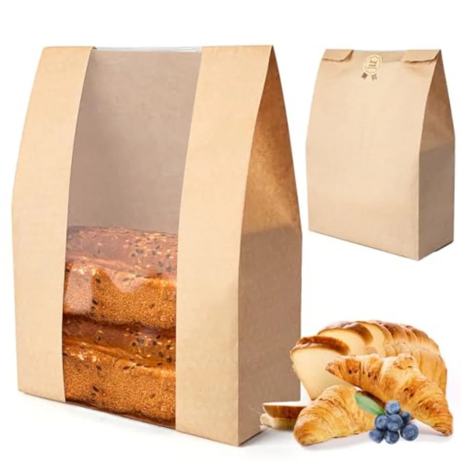 Bread Bags for Homemade Bread Sourdough 25Pcs - Kraft Paper Bakery Bags for Food Packing Storage with Label Seal Stickers 13.7