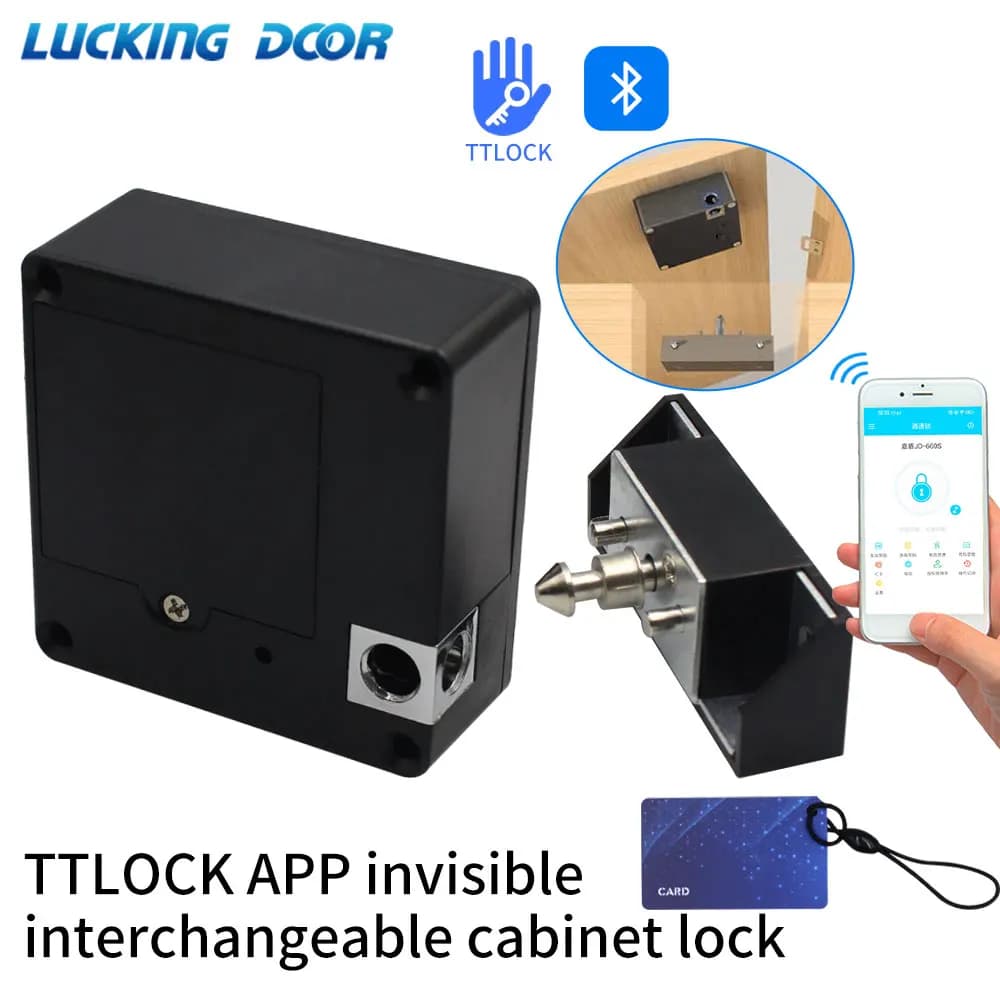 TTlock App sblocca il sensore invisibile senza fori serrature per armadietto a induzione RFID IC Card Smart Lock per armadio mobili Sauna Locker