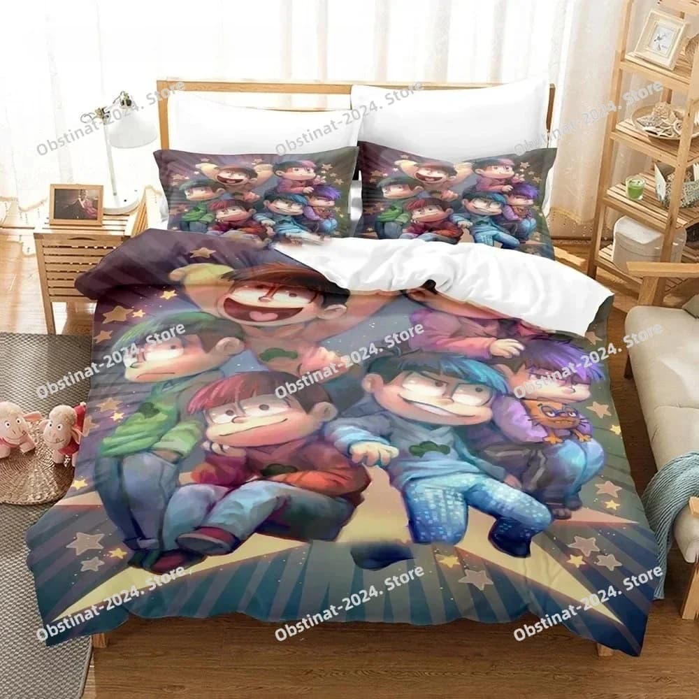 Set lenzuola anime con stampa 3D Set biancheria da letto Osomatsu-san Copripiumino stampato Federa Set singolo doppio stile Queen King Size