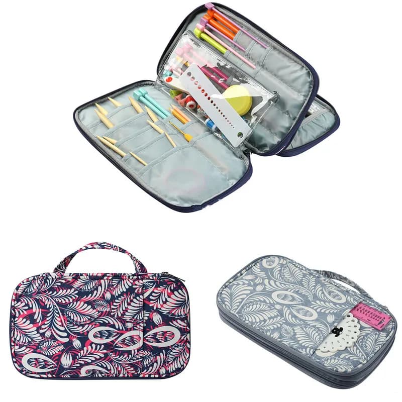 Custodia vuota per ferri da maglia, organizer da viaggio, borsa portaoggetti per ferri da maglia circolari e altri accessori