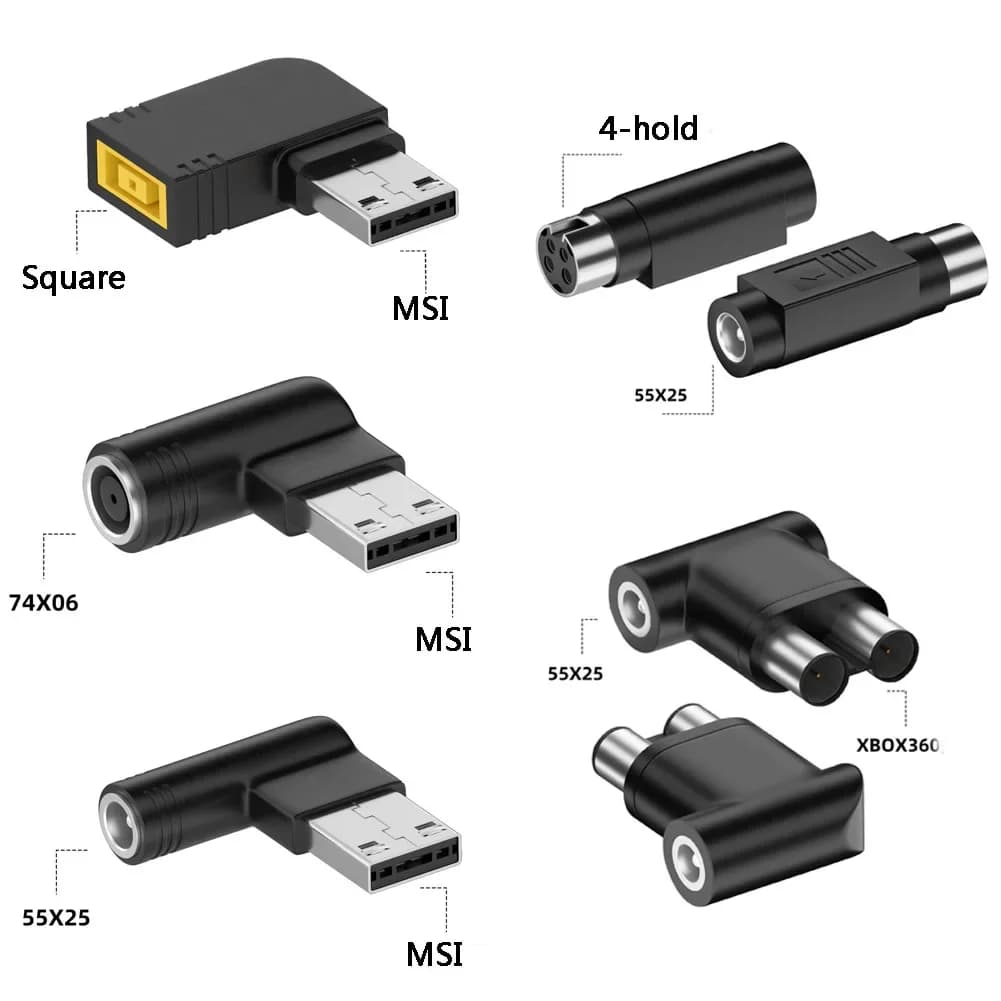DC Square DC7.4 * 5.0mm a MSI 8P spina conversione di alimentazione ricarica DC5.5 * 2.5mm a XBOX360 porta adattatore connettore a 4 fori 230W