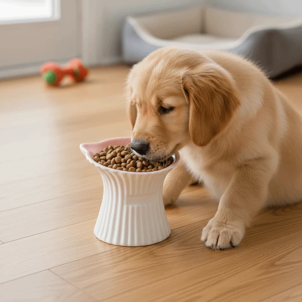 Ciotola in Ceramica per Gatti con Base Antiscivolo, Design a Orecchie di Gatto, Ciotola Antiribaltamento per Cibo e Acqua per Cani e Gatti
