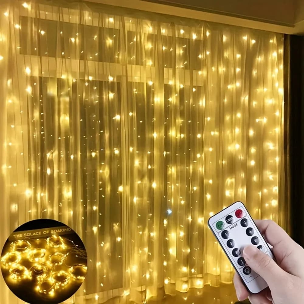 USB LED Curtain Lights Wedding Party Fairy String Lights 8 Functions Wire Lamps Remote Control Garland Holiday Christmas Decor