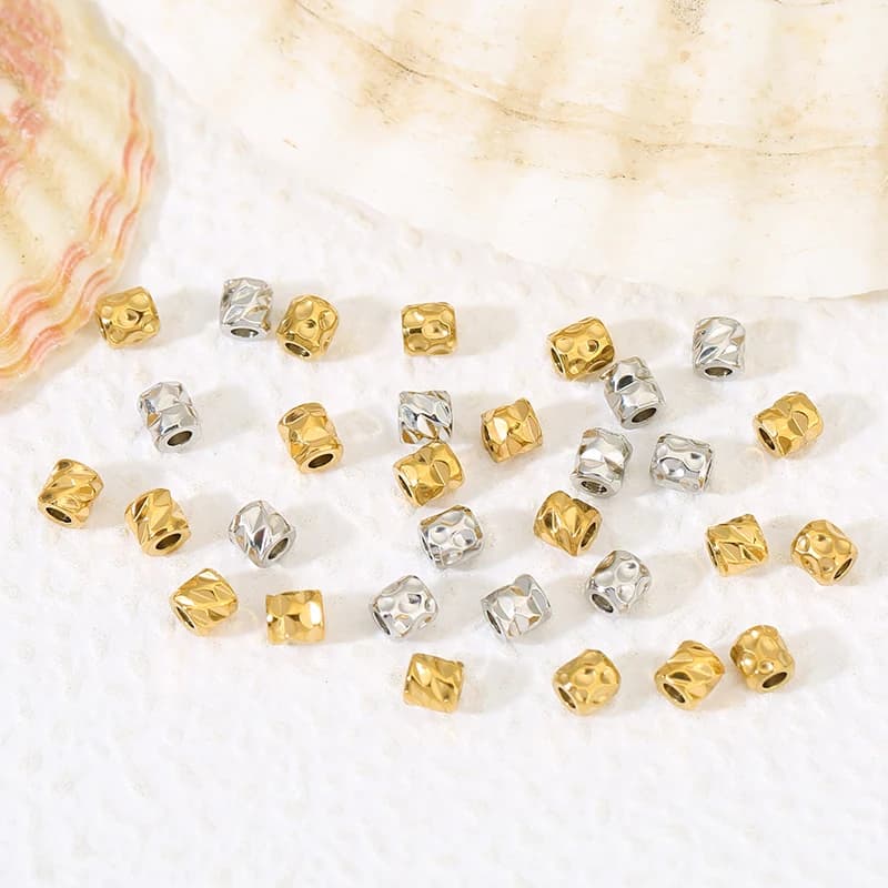 20 pezzi in acciaio inossidabile PVD placcato oro 18 carati 4 mm perline texture tubo distanziatore perline sparse per braccialetti creazione di gioielli accessori