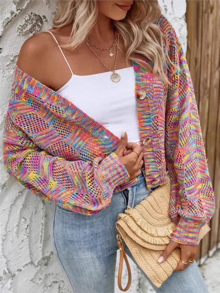 Sweater women's fluffy women's chic retro cardigan versatile atmosphere home jacket