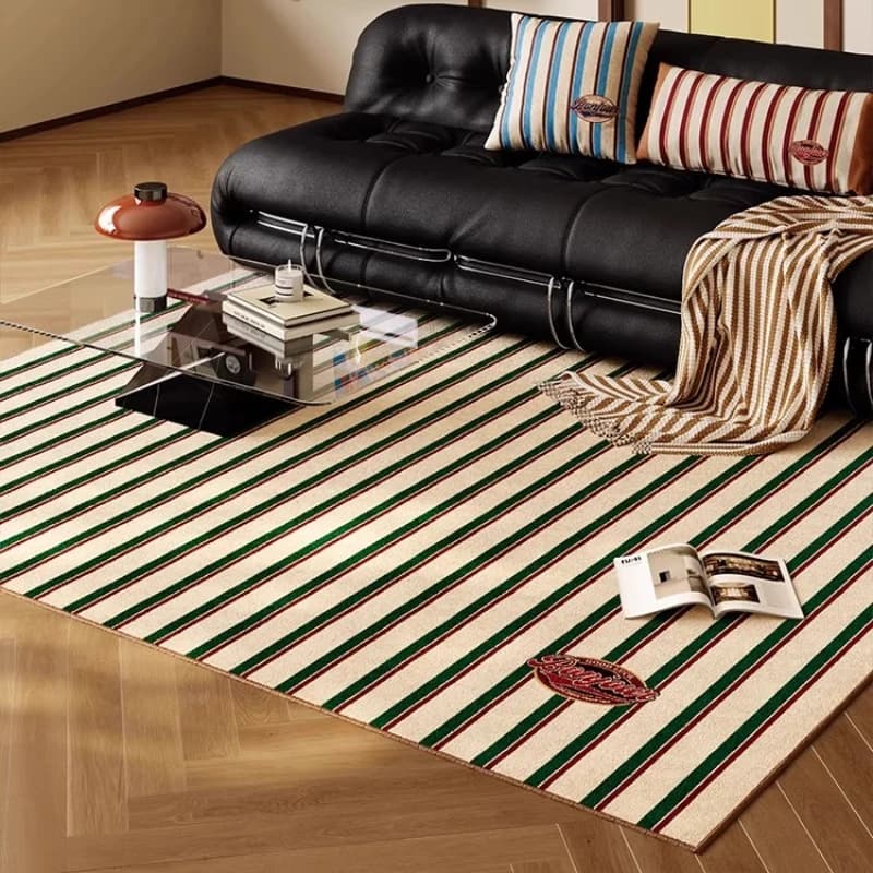 Bedroom Decorations with Striped Pattern Retro Mat Minimalist style carpet for living room Soft non-slip carpet Washable Mat