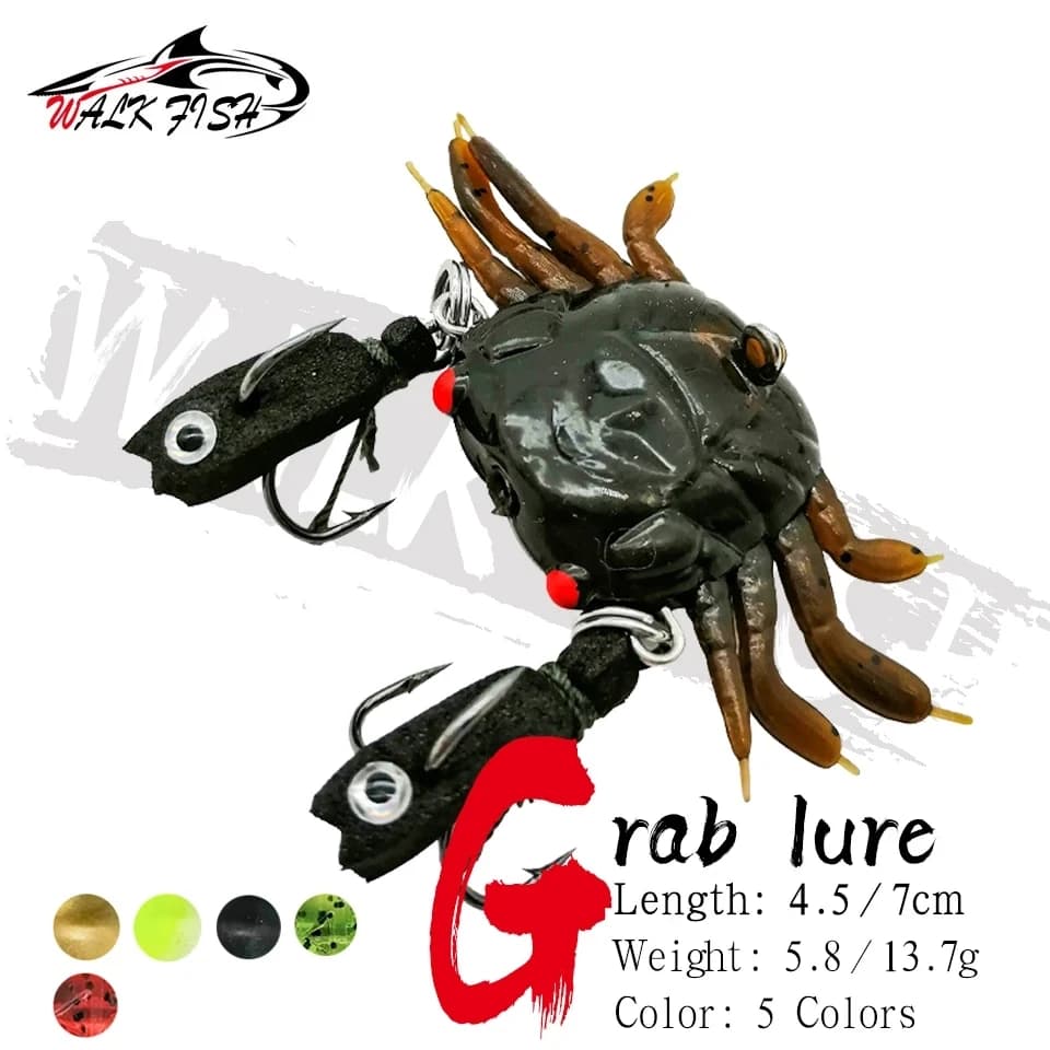 WALK FISH 1PCS Crab Soft Lure Silicone Fake Bait 5.8g 13.7g Sinking Predator Sea Rock Squid Fishing attrezzatura artificiale
