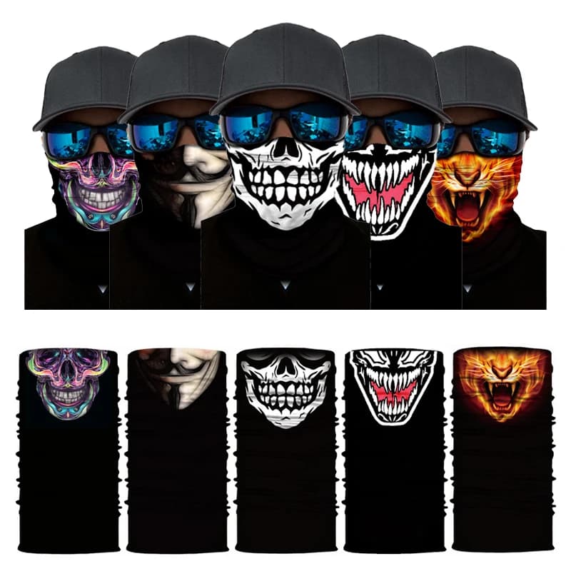Ciclismo Moto Bandane Teschio 3D Maschera senza cuciture Scaldacollo Ghetta Visiera Sciarpe Uomo Donna Passamontagna Copricapo