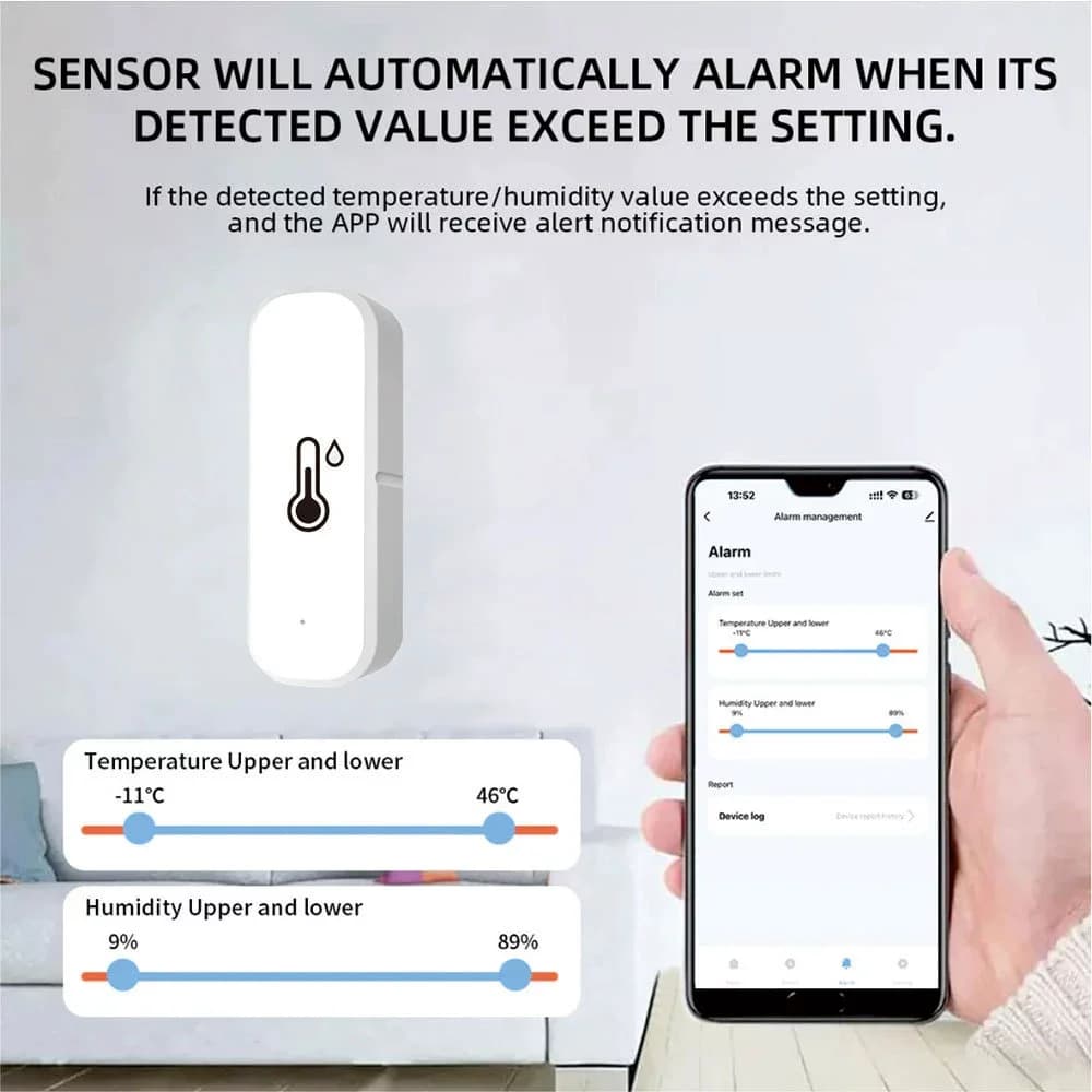 Zigbee Smart Temperature and Humidity Sensor Indoor Thermometer Works with Tuya / Smart Life App Alexa Google Home