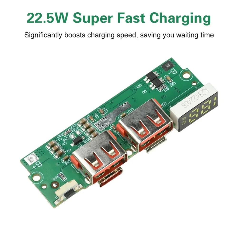 Quick charging module 22 5W with digital display for Power Bank fai-da-te compatible with PD QC VOOC multiport protocol