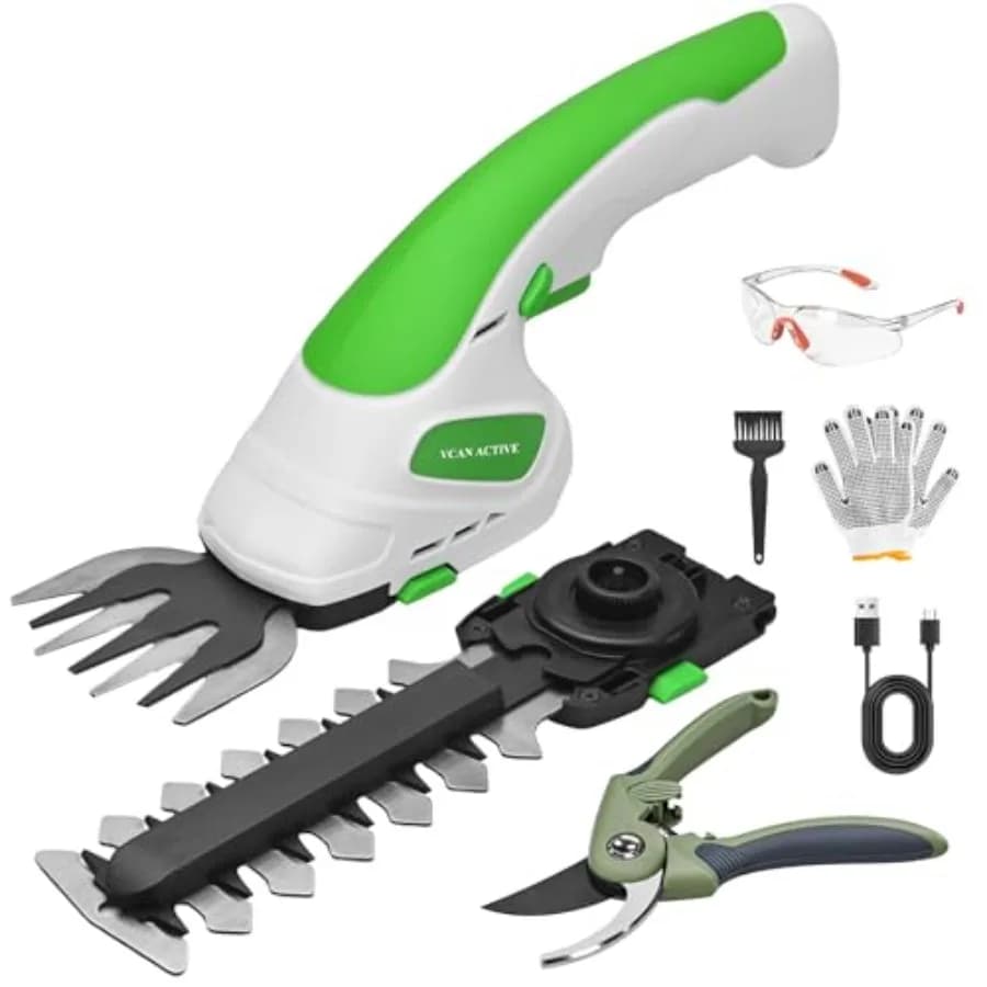 Tagliasiepi a Batteria 7.2V per Giardino e Prato, 2-in-1 Elettrico con Funzione di Cesoie per Erba e Potatura, Leggero 3.0A