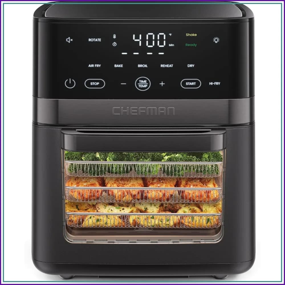 XL 14-Quart 6-in-1 Air Fryer with Rotisserie, Dehydrator, Touchscreen, 450°F Hi-Fry, Window