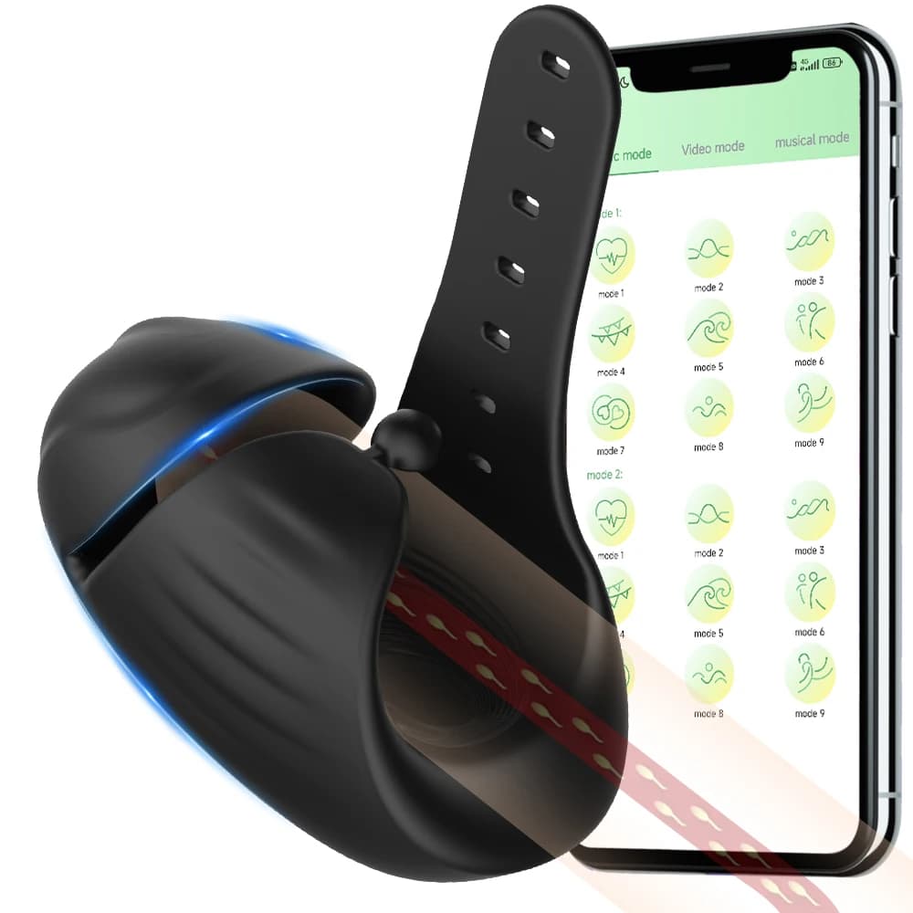 Vibratore del pene Bluetooth per gli uomini Ritardo del pene Trainer Macchina del sesso Glande Massaggiatore Masturbatore maschile Giocattoli del sesso per gli uomini Articoli per adulti